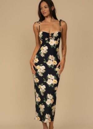 Liz Floral Petal Long Slip Dress